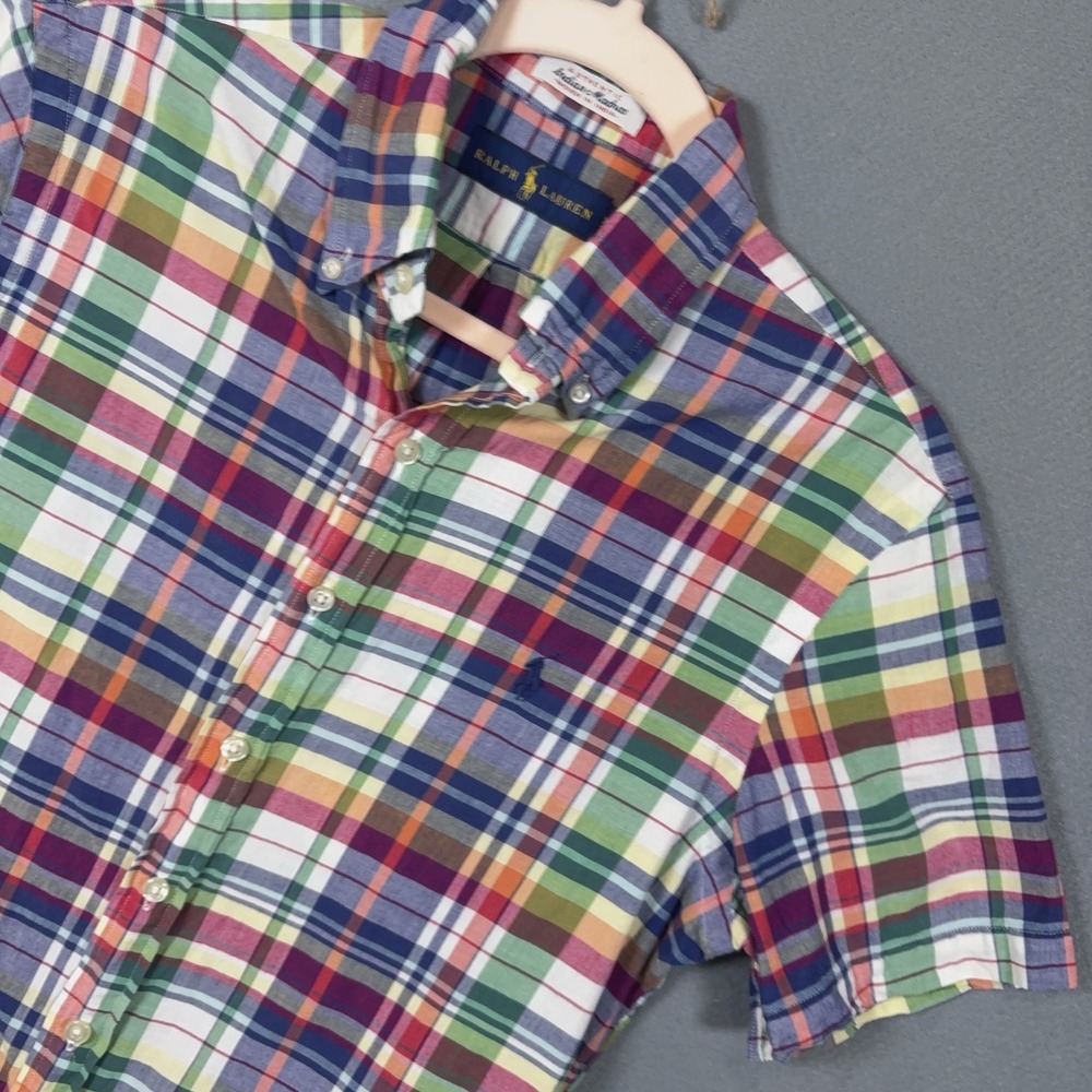 Ralph Lauren Indian Madras Plaid Shirt Mens Sz XS‎ Pony Logo Lightweight